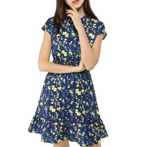 Allegra K Floral Cap Sleeve Dress